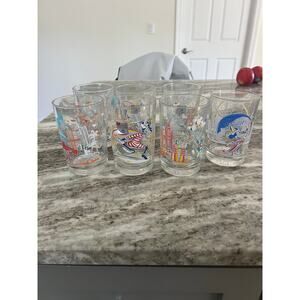 McDONALDS Disney World 100 Years of Magic 25th Anniversary Cups Glasses Lot of 7